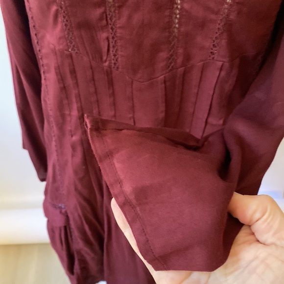 World Market Tiered Eyelet Dress Burgundy M #342 - Picture 4 of 13